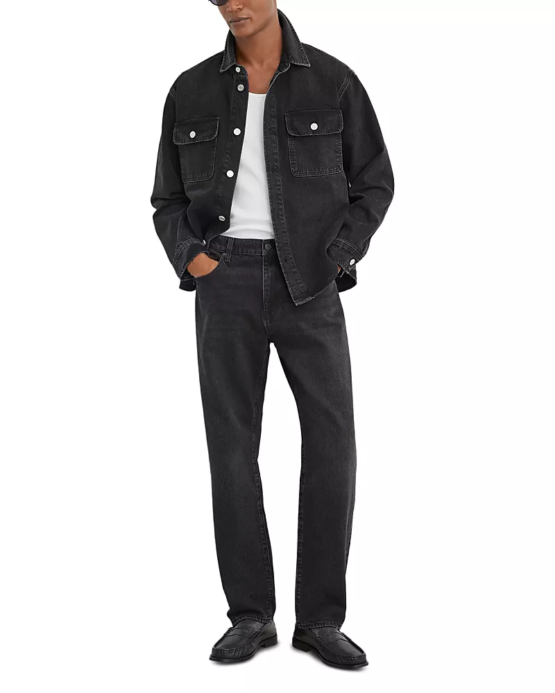 Reiss Dylan Cotton Relaxed Straight Fit Jeans in Black