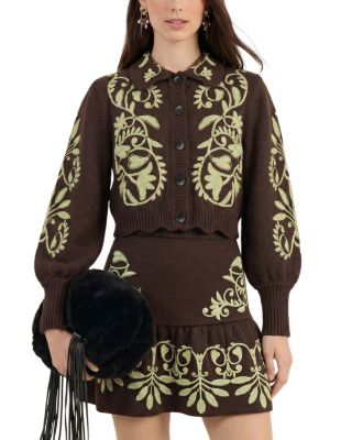 Farm Rio Countryside Cow Embroidered Cardigan