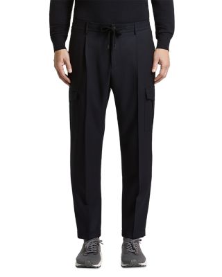 Peserico Wool Gabardine Front Pleated Cargo Pants