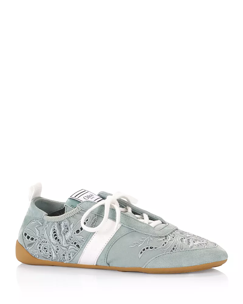 Chloe Women's Kick Embroidered Suede Sneakers
