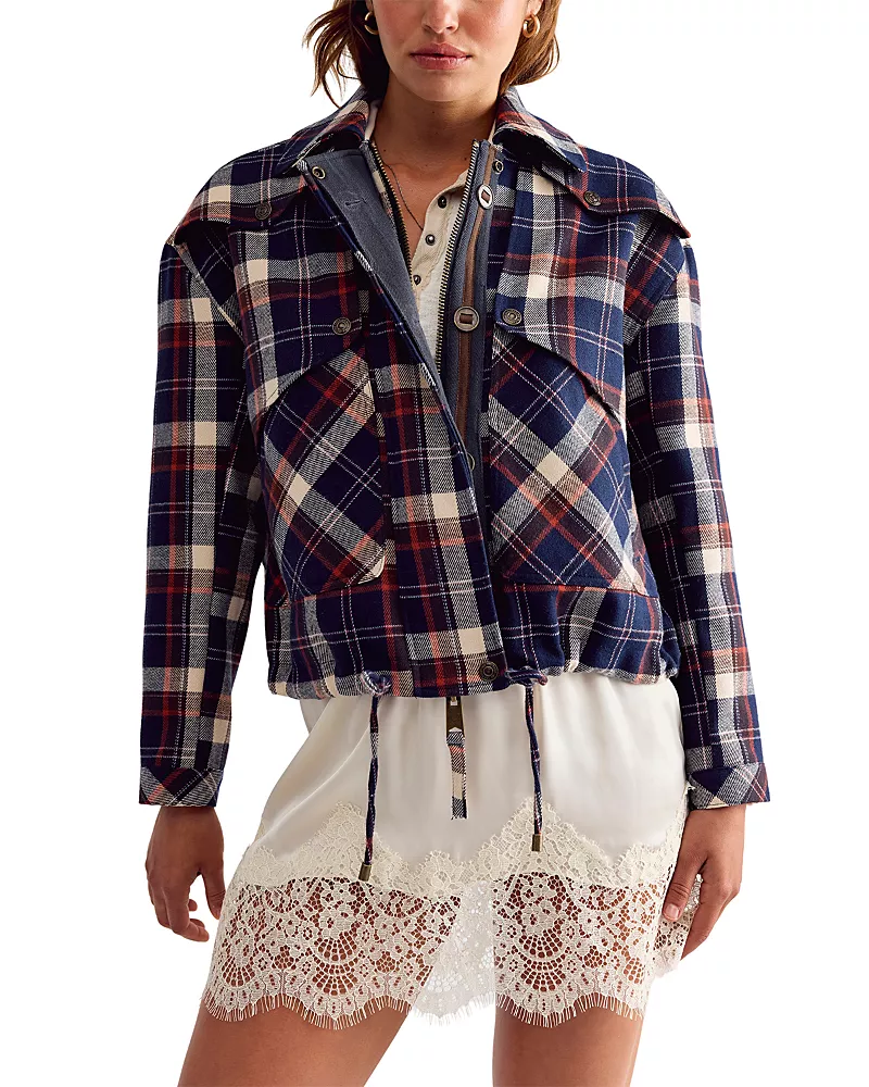 Free People Morant Bay Plaid Zip Front Jacket