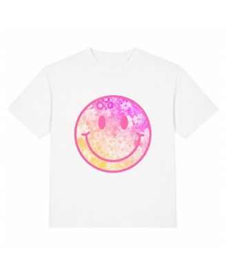Girls' Floral Smiley Crew Tee - Big Kid
