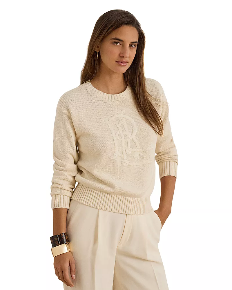 Lauren Ralph Lauren Combed Cotton Embroidered Logo Sweater