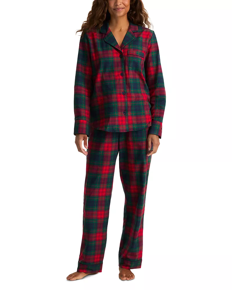 Petite Plume Cotton Plaid Twill Pajama Set