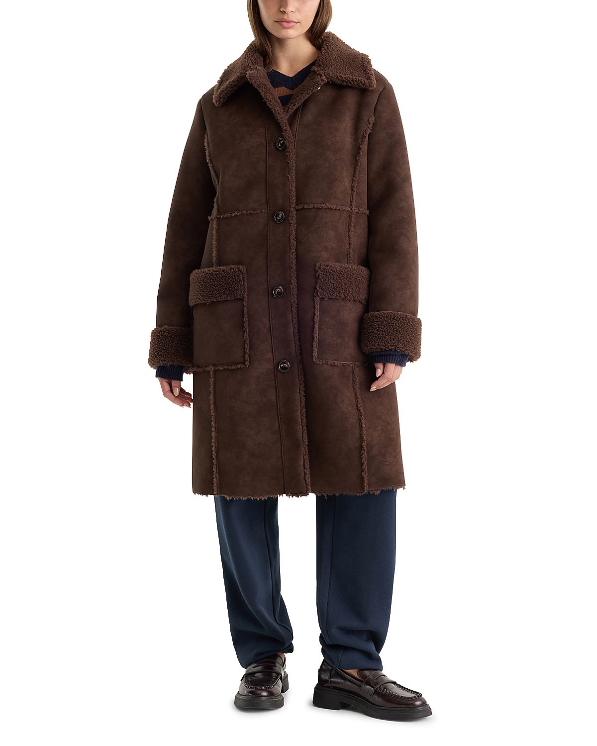Good American The Faux Suede Long Coat