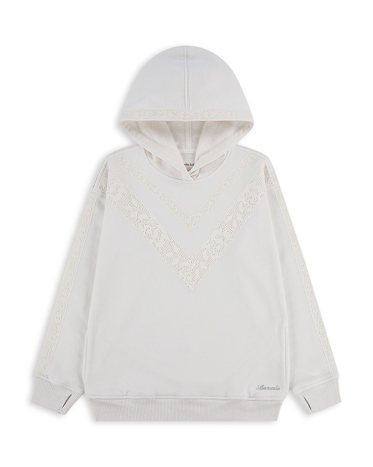 abercrombie kids Girls' Lace Trim Pullover Hoodie - Big Kid
