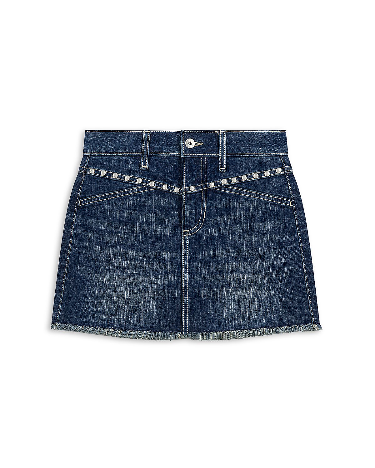 abercrombie kids Girls' Mid Rise Studded Denim Mini Skort - Big Kid