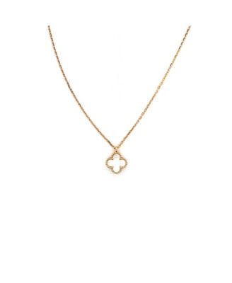  Sweet Alhambra Pendant Necklace 18K Gold and Mother of Pearl, 16"