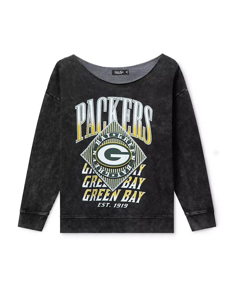 Junk Food Clothing Women's Nfl Green Bay Packers Off Shoulder Cropped Fleece