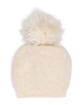 Wool & Cashmere Faux Fur Pom-Pom Beanie