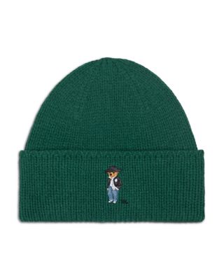 Holiday Bear Embroidered Merino Wool Beanie