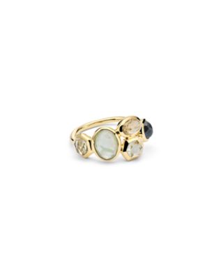 18K Yellow Gold Rock Candy Multi Gemstone Cluster Statement Ring