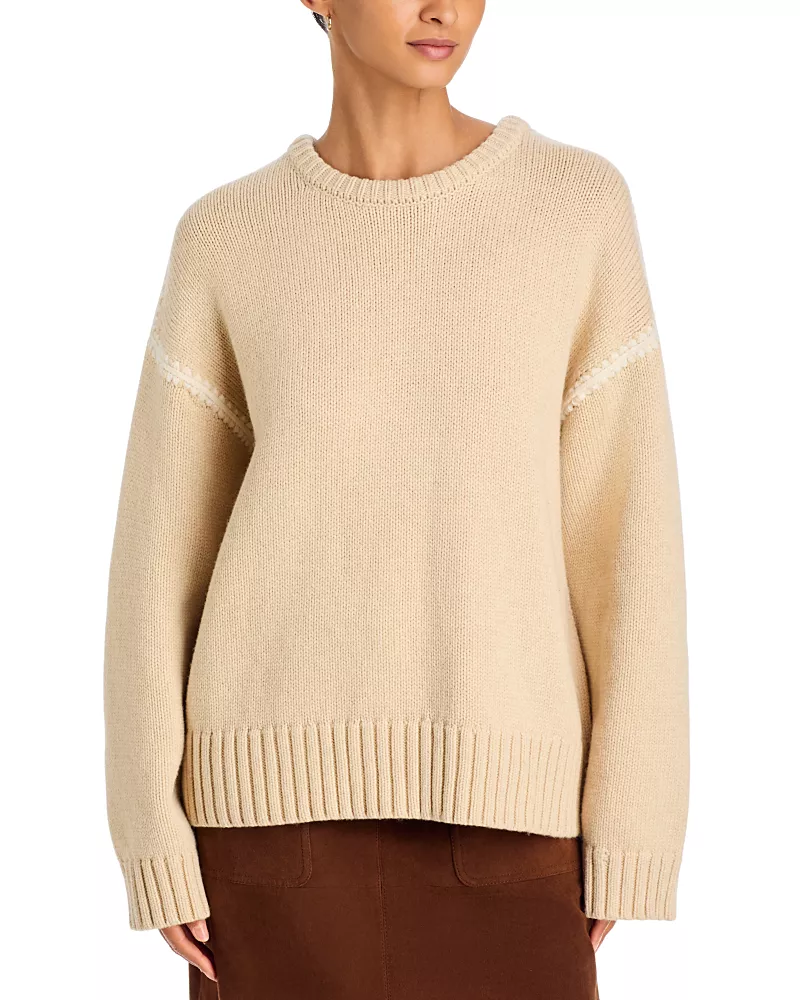 a. ren Chantal Crewneck Blanket Stitch Sweater