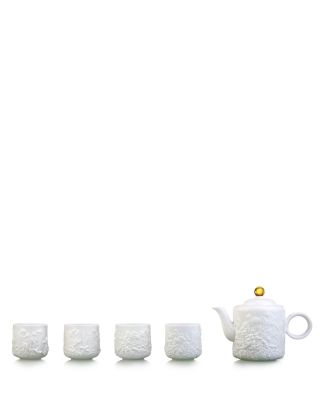 Limited Edition Four Seasons of Leisure Crystal Glass & Bone China Teapot Set, Set of 5
