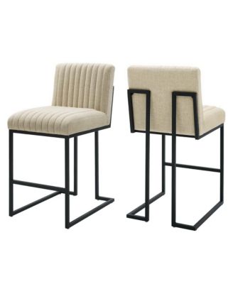  Indulge Channel Tufted Fabric Counter Stools, Set of 2