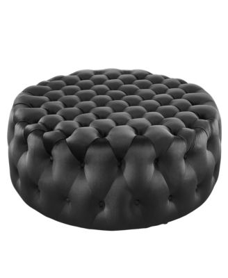  Amour Tufted Button Large Round Performance Velvet Ottoman