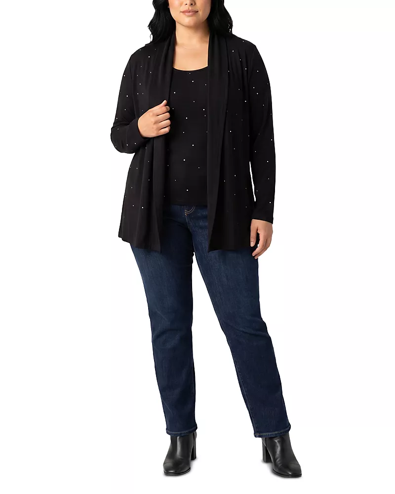 Karen Kane Plus Embellished Drape Cardigan
