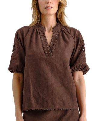  Catalina Embroidered Linen Top
