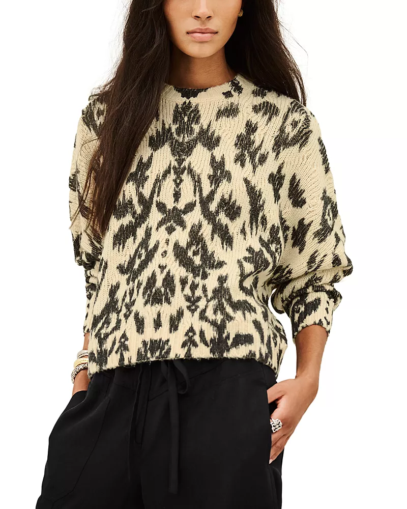 ba & sh Pauze Cropped Wool Blend Crewneck Sweater