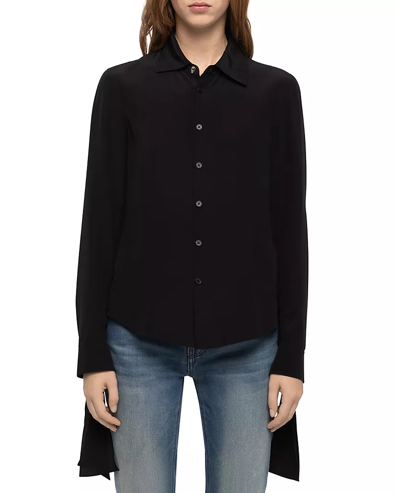 Zadig & Voltaire Turma Silk Tie Cuff Blouse