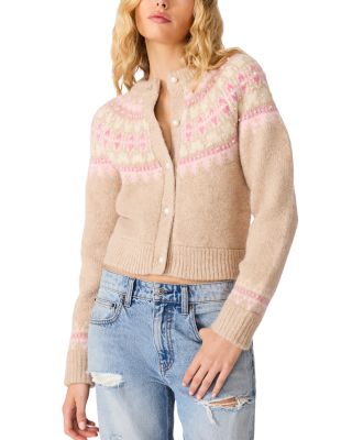 Steve Madden Harriet Fair Isle Cropped Crewneck Cardigan