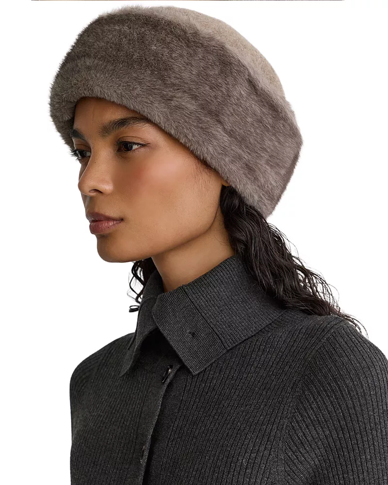 Reiss Serena Faux Fur & Wool Roller Hat