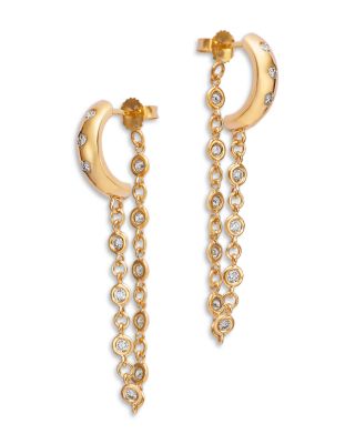 Diamond Bezel Chain Earrings in 14K Yellow Gold, 0.5 tcw
