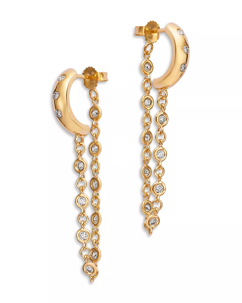 Bloomingdale's Fine Collection Diamond Bezel Chain Earrings in 14K Yellow Gold, 0.5 tcw