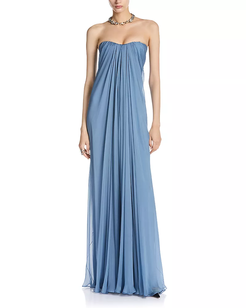 McQueen Silk Chiffon Draped Dress