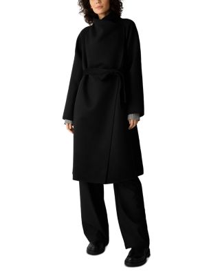 Wool High Drape Neck Coat