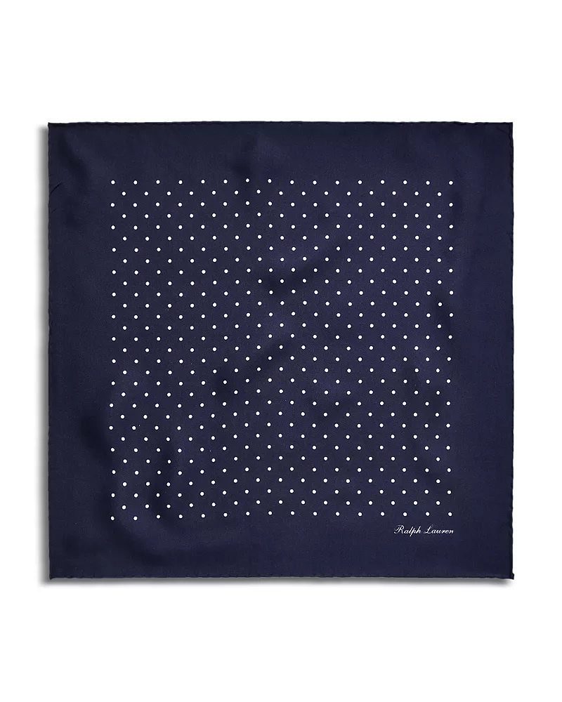 Ralph Lauren Purple Label Polka Dot Silk Foulard Pocket Square