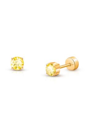  Girls' 14K Gold on Titanium Crystal Birthstone Stud Earrings - Baby, Little Kid, Big Kid