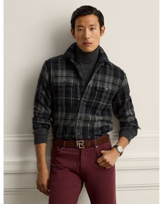 Plaid Wool & Cashmere Regular Fit Shirt