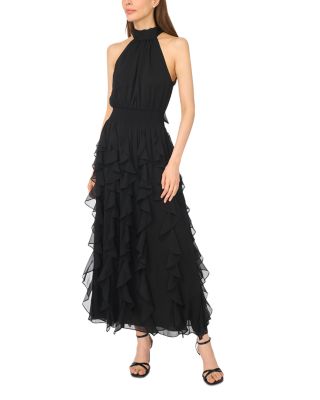 Halter Cascading Ruffle Maxi Dress