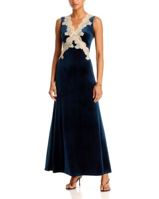 Velvet Lace Trim Slip Dress - Exclusive