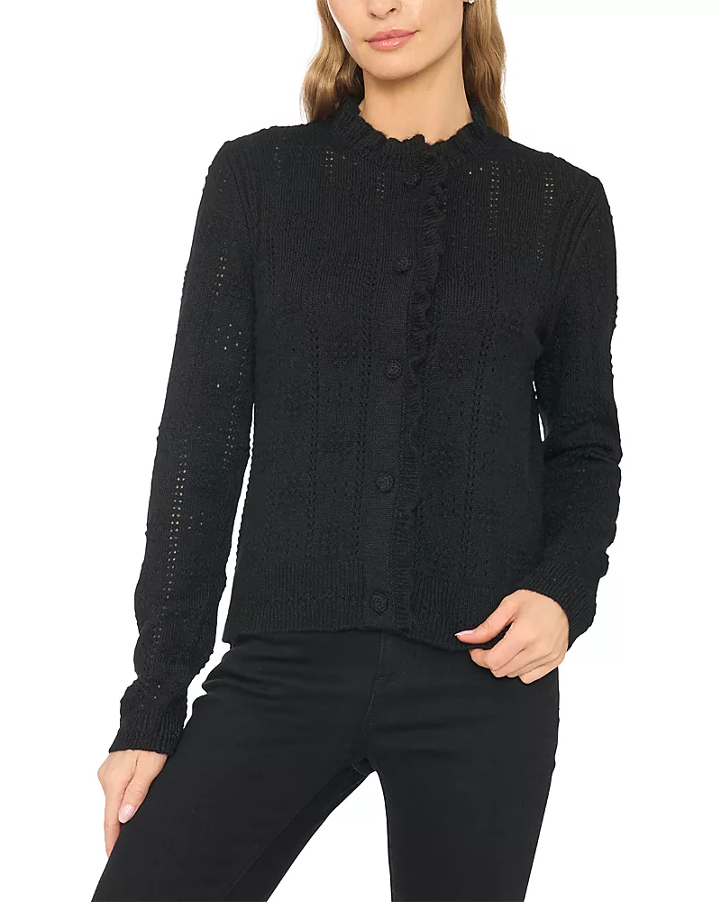 CeCe Pointelle Crewneck Cardigan