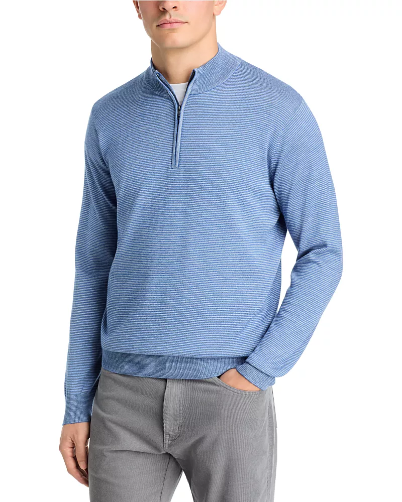 Peter Millar Canton Stripe Quarter Zip Sweater