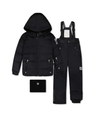  Boys' Reinforced Jacket & Pants Fleece Neckwarmer Two Piece Snowsuit - Little Kid