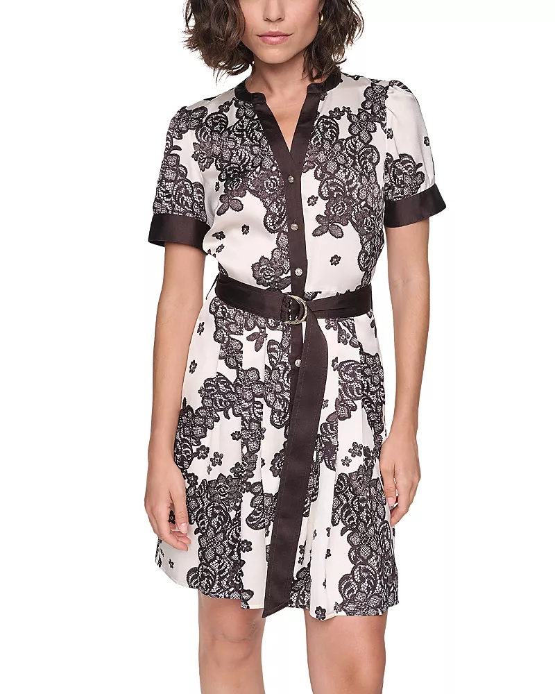 Karl Lagerfeld Paris Printed Button Front Dress