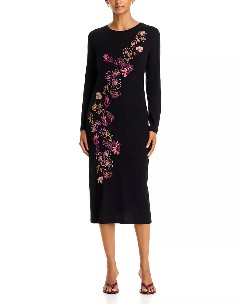 Johnny Was Leyly Cotton Embroidered Midi Dress