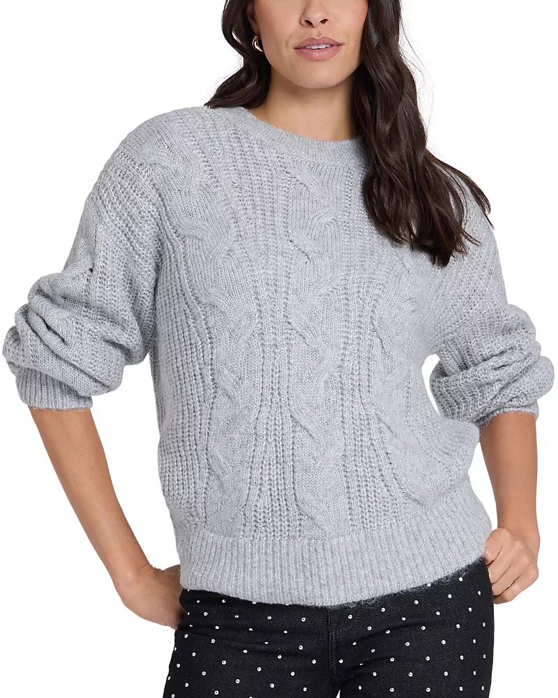 Nydj Sparkle Cable Knit Crewneck Sweater