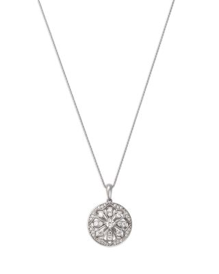 Bloomingdale's Fine Collection Diamond Pave Art Deco Pendant Necklace in 14K White Gold, 0.50 tcw