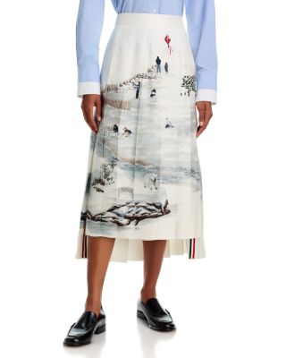 Silk Pleated Midi Skirt