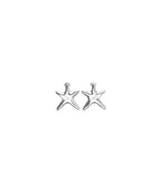 Medium Silver tone Star Earrings