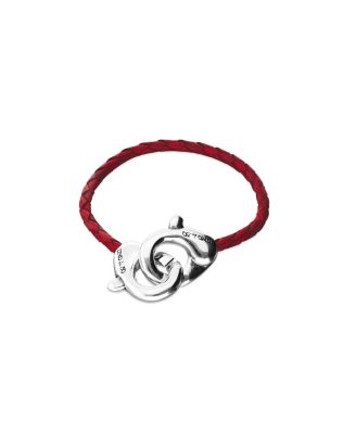  Red Leather Strap with Interlocking Carabiner Detail
