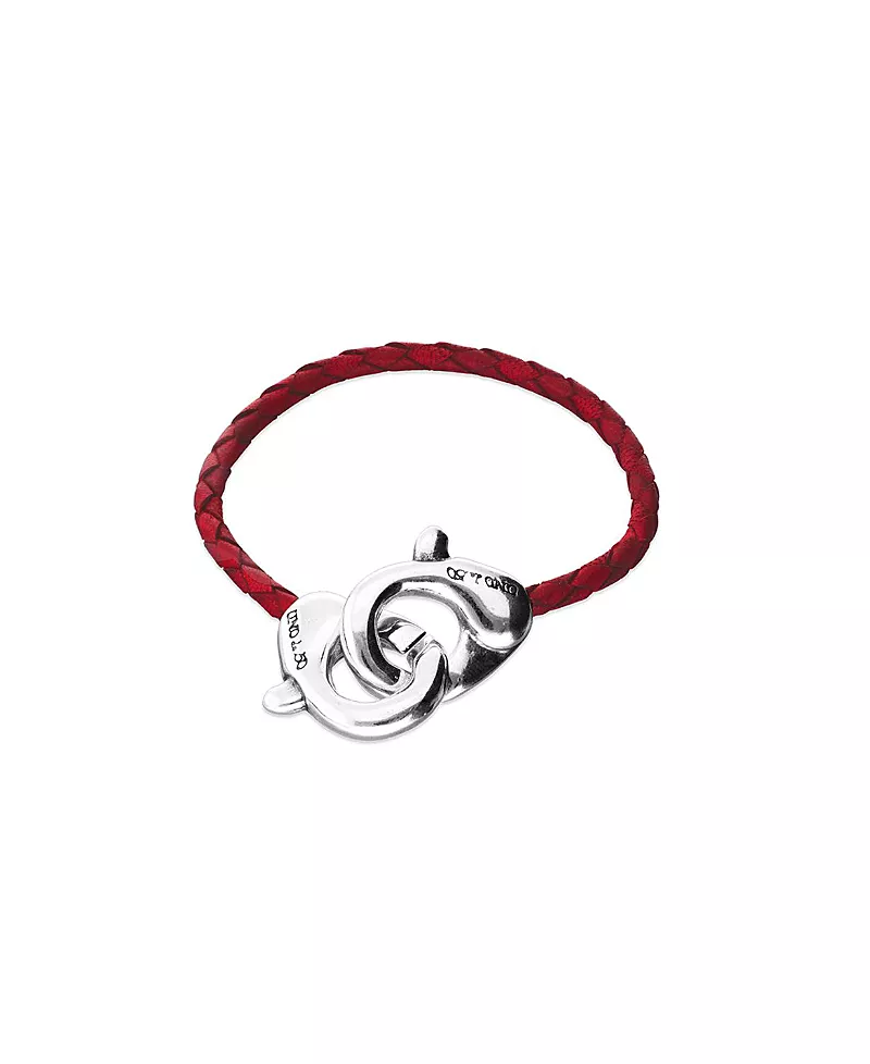 UNOde50 Red Leather Strap with Interlocking Carabiner Detail