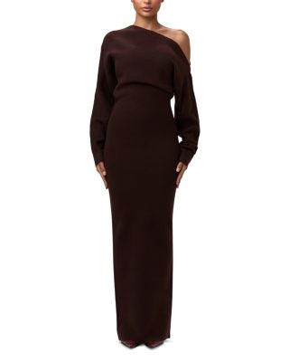 Off Shoulder Knit Sweater Maxi Dress