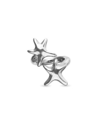  Silver-Tone Double Star Ring