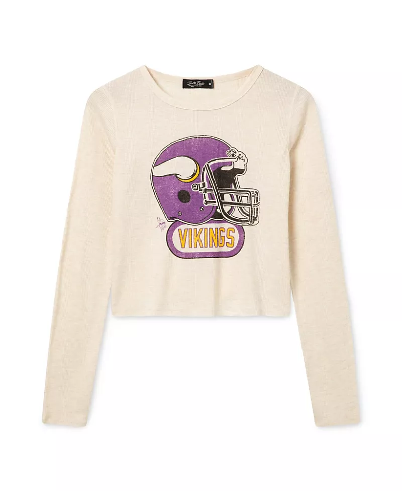 Junk Food Clothing Women's Nfl Minnesota Vikings Helmet Crop Thermal