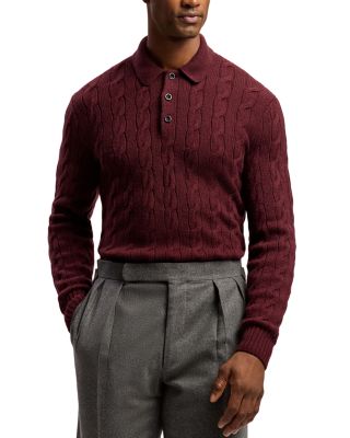 Cable Knit Cashmere Polo Sweater